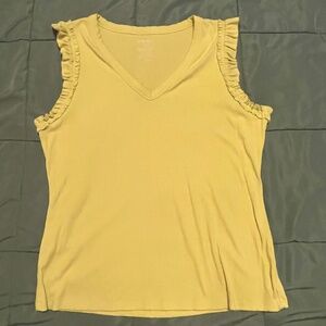 Nine West ribbed ruffle sleeve tank